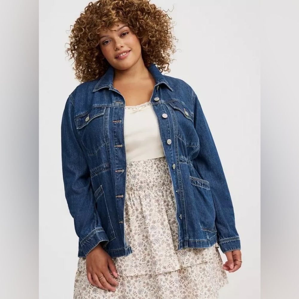 Torrid Vintage Rigid Denim Anorak Jacket Size 0 (12) | Utility Jean Jacket | NWT